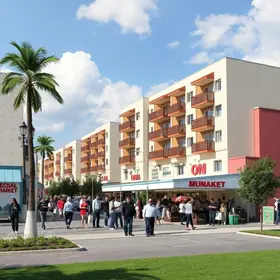 moradias e mercado municipal em Santos